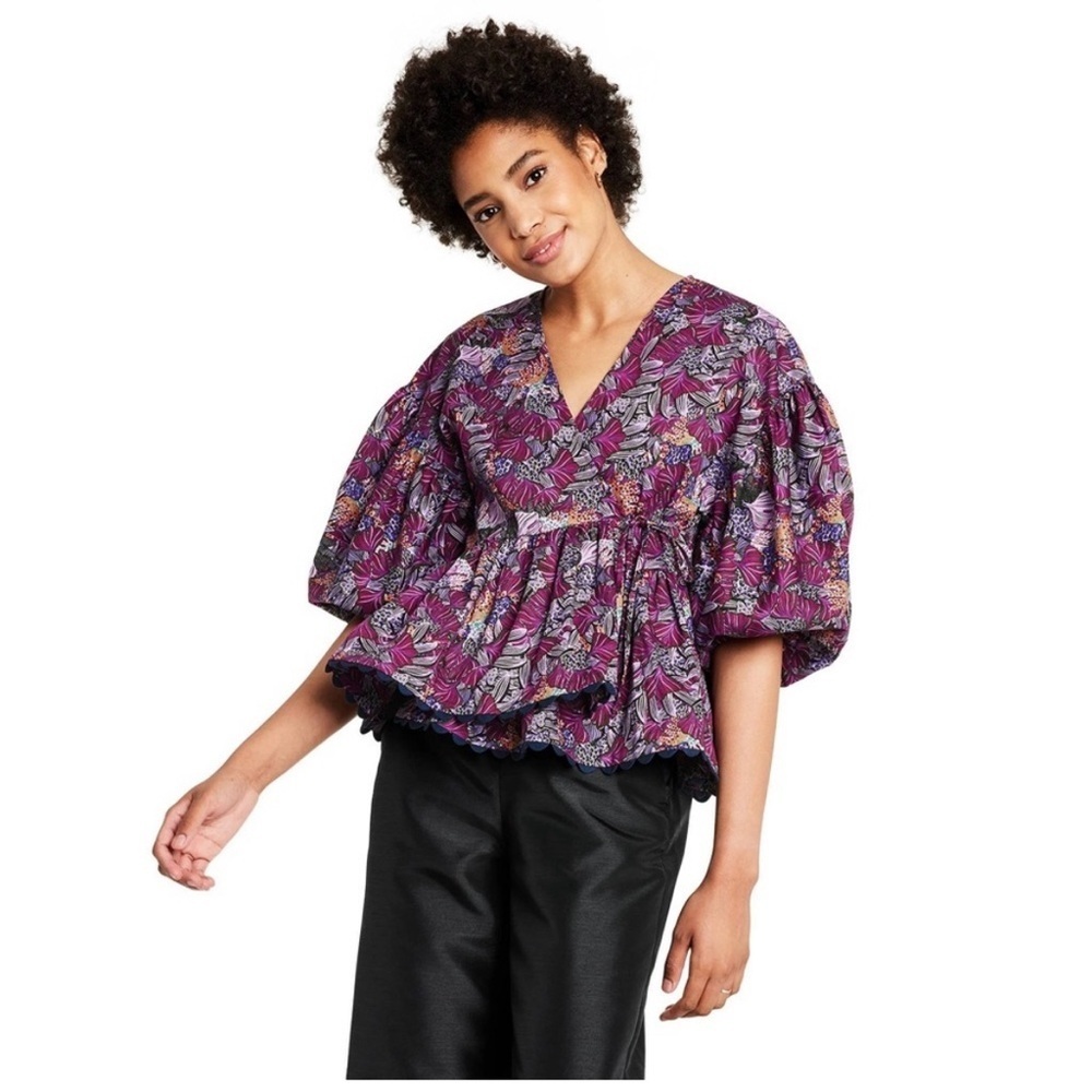 Kika Vargas x Target Scallop Edge Wrap Top Size Medium